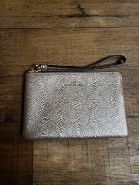 Coach Metallic Gold Wristlet Pouch